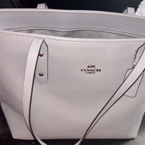 Coach Light Gray Leather Tote